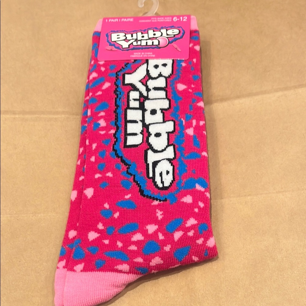 Pink and Blue Socks bubble yum